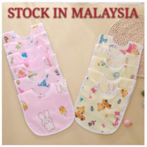 Pelapik Leher Bayi Makan Bentuk U Kalis Air / Random Design Baby Cartoon U Type Bibs Waterproof